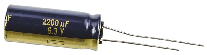 Panasonic 2200μF Aluminium Electrolytic Capacitor 6.3V dc, Radial, Through Hole - EEUFC0J222