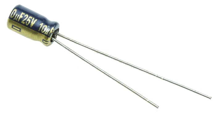 Panasonic 10μF Aluminium Electrolytic Aluminium Electrolytic Capacitor 25V dc, Radial, Through Hole - EEAFC1E100
