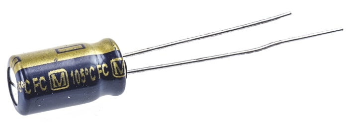 Panasonic 100μF Aluminium Electrolytic Aluminium Electrolytic Capacitor 25V dc, Radial, Through Hole - EEUFC1E101S