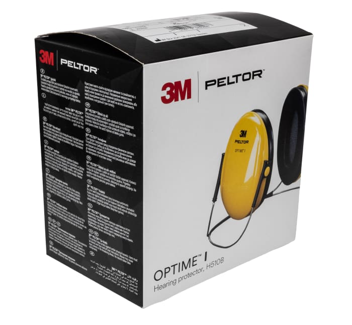 Protector auditivo Arnés de nuca 3M PELTOR serie Optime I, atenuación SNR 27dB, color Negro, amarillo