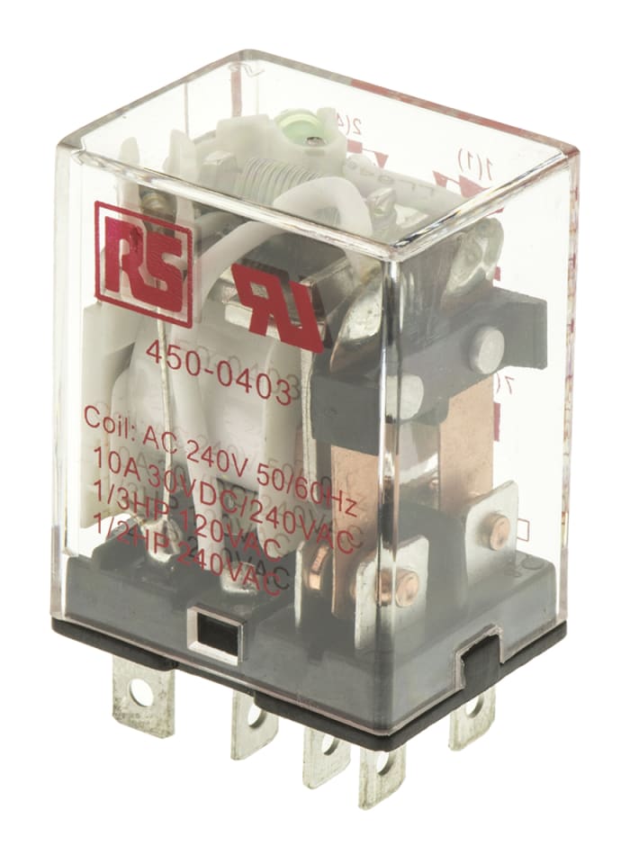 Relais de puissance RS PRO, 2 RT, bobine 240V c.a. Enfichable 1.2W