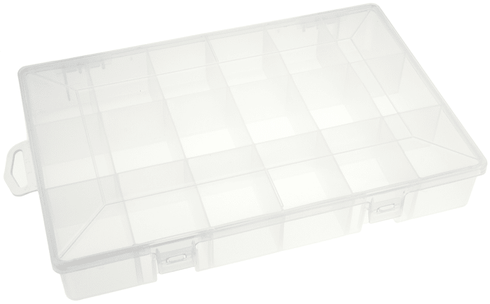 Boite compartimentée RS PRO, 18 Compartiments, Plastique, 40mm x 280mm x 180mm