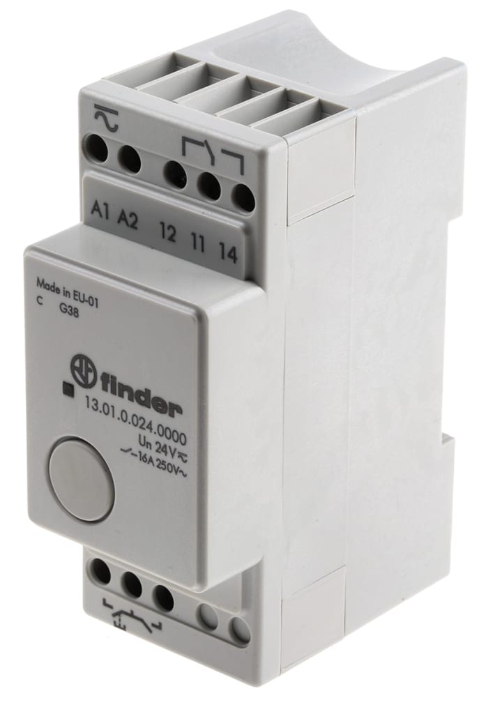 13.01.0.024.0000 Finder | Finder DIN Rail Monostable Relay, 24V ac/dc ...