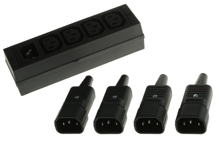 Tapa de Alimentación para Canalización de Cable Schurter 450-8946, 4 conectores, 250 V ac IEC C13