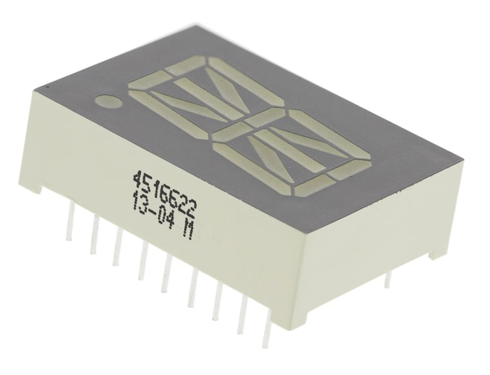 PSA08-12EWA Kingbright 16-Segment LED Display, CA Red 7.7 mcd RH DP 20.3mm