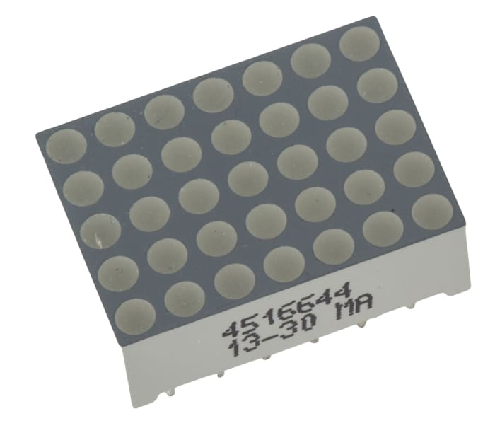 TC07-11EWA Kingbright Dot Matrix LED Display, CC 7 x 5 Dot Matrix Red 8.2 mcd 17.2mm
