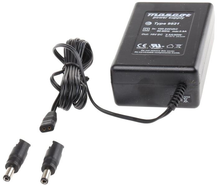 Mascot 40W Power Brick AC/DC Adapter 16V dc Output, 2.5A Output