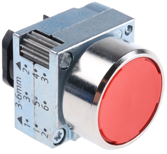 Tête de bouton poussoir Siemens, 3SB3 Rouge, Ø découpe 22mm, Retour par ressort