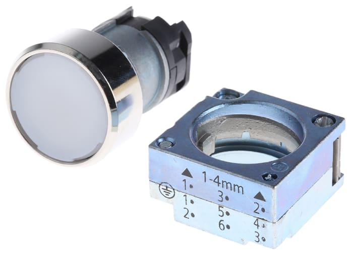 Siemens Blanc, Retour par ressort, Ø découpe 22mm, 3SB3