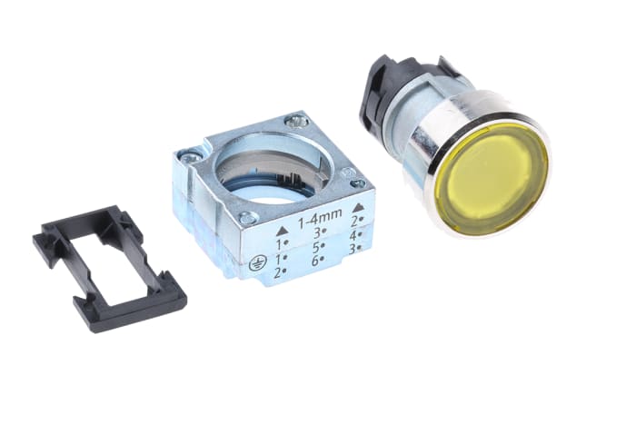 Siemens 3SB3 Series Yellow Round, Spring Return Actuation, 22mm Cutout