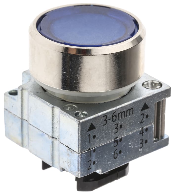 Siemens 3SB3 Series Blue Round, Spring Return Actuation, 22mm Cutout