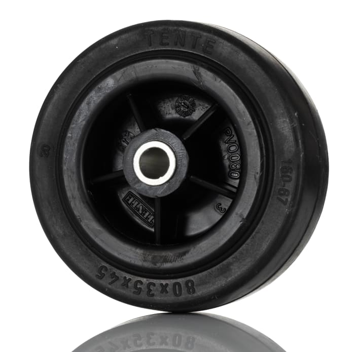 Tente Black Rubber Ageing Resistant Trolley Wheel, 70kg