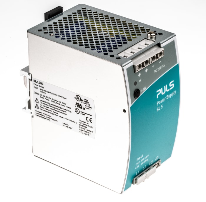 PULS Switch Mode DIN Rail Panel Mount Power Supply, 100 → 120V ac ac Input, 24V dc dc Output, 5A Output, 120W