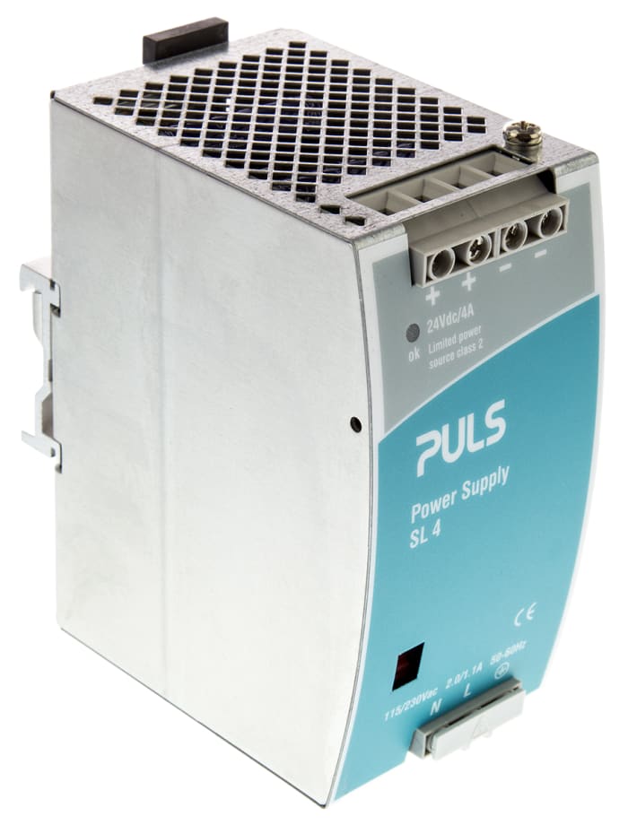 PULS Switch Mode DIN Rail Panel Mount Power Supply ac Input, 24V dc dc Output, 4A Output, 96W