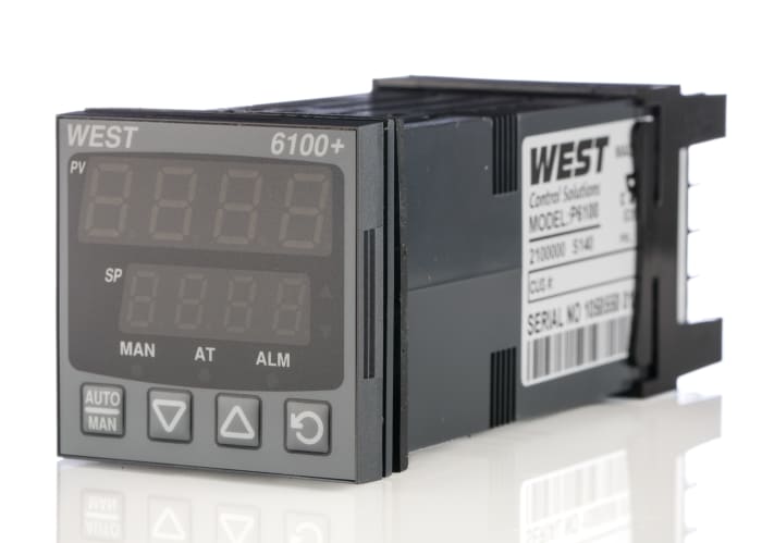 West Instruments P6100 PID Temperature Controller, 48 x 48 (1/16 DIN)mm, 1 Output Relay, 24 → 48 V ac/dc Supply