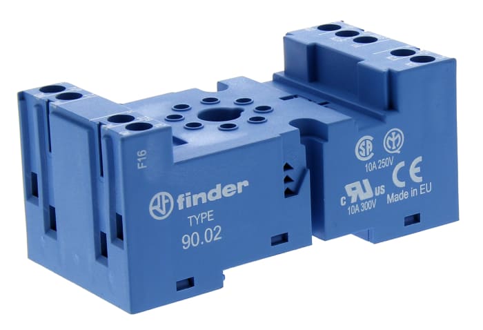 Finder 90 8 Pin 250V ac DIN Rail Relay Socket, for use with 60.12