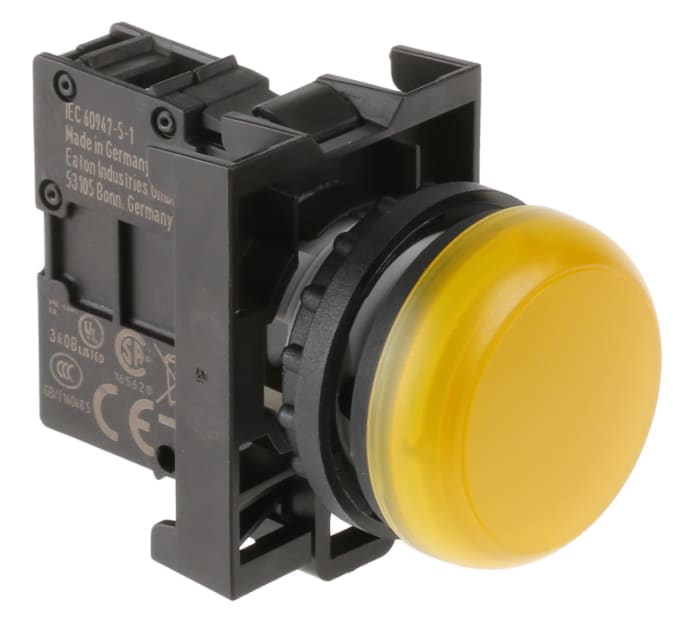 Indicateur LED Eaton Jaune 12 → 30V c.a. / V c.c., Ø découpe 22mm, Montage encastré, Arrière, En surface, Eaton