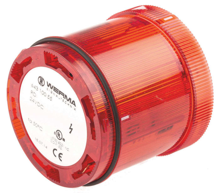 Werma 643 Series Red Flashing Effect Beacon Unit, 24 V dc, Xenon Bulb, DC, IP65