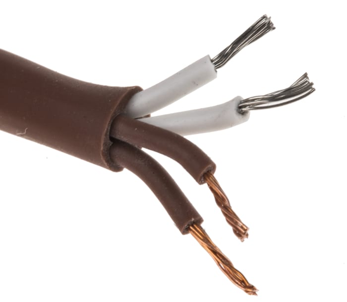 RS PRO Type T Thermocouple Cable/Wire, 25m, Unscreened, Silicone Rubber Insulation, +200°C Max, 7/0.2mm