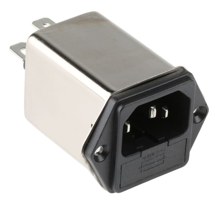 Schaffner 6A, 250 V ac Male Panel Mount IEC Inlet Filter FN9260B-6-06, Faston 2 Fuse