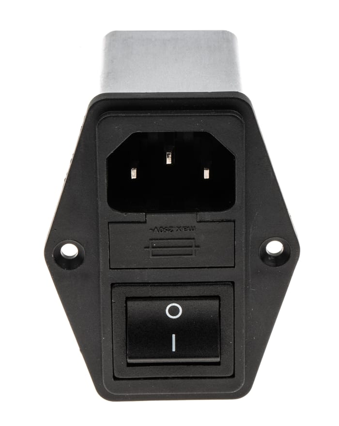 Schaffner 6A, 250 V ac Male Panel Mount IEC Inlet Filter 2 Pole FN284B-6-06, Faston 2 Fuse