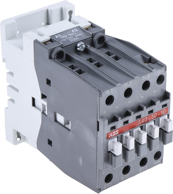 ABB A40 A Line Contactor, 110 V ac Coil, 3-Pole, 60 A, 18.5 kW, 3NO, 690 V ac