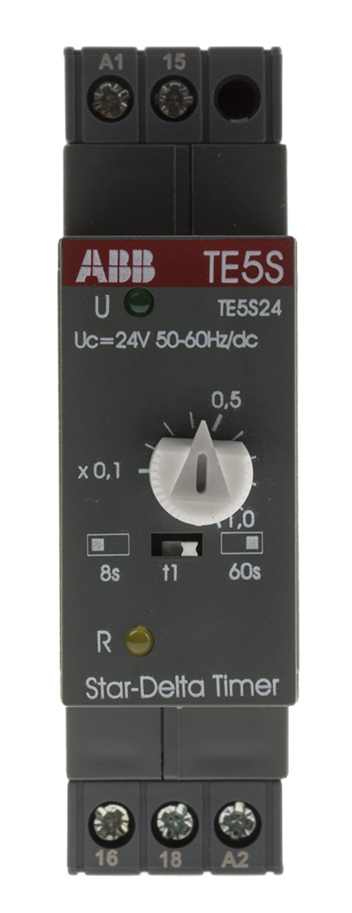 ABB 1SBN Series DIN Rail Mount Timer Relay, 24V ac/dc, 2-Contact, 0.8 → 8s, 1-Function, SPDT