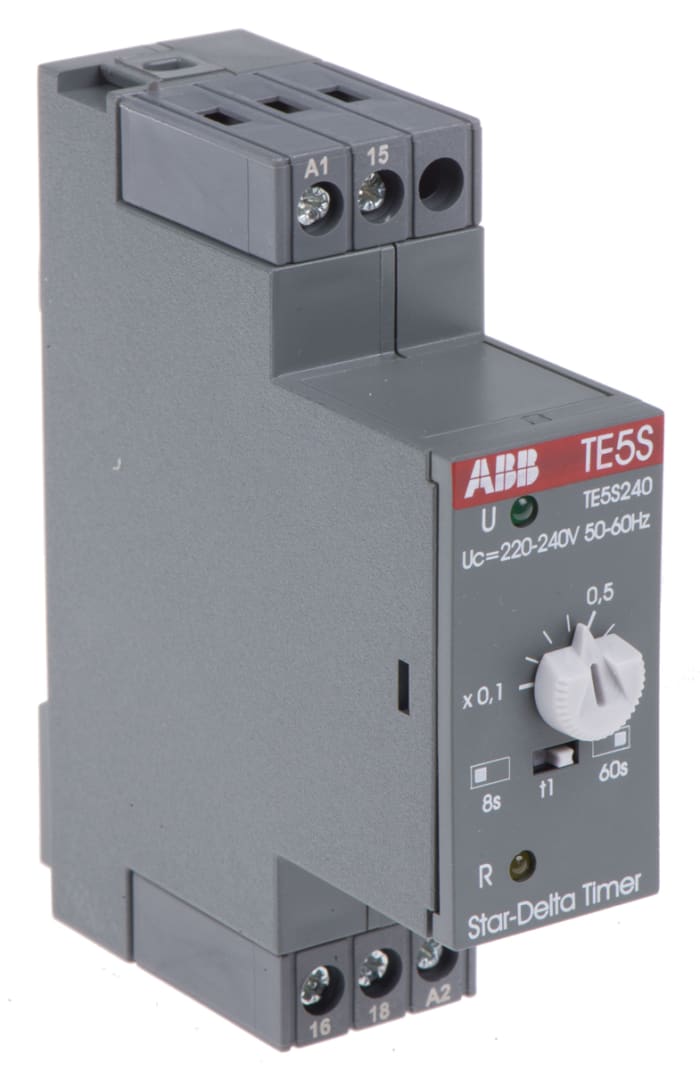 ABB 1SBN Series DIN Rail Mount Timer Relay, 220 → 240V ac, 2-Contact, 0.8 → 8s, 1-Function, SPDT