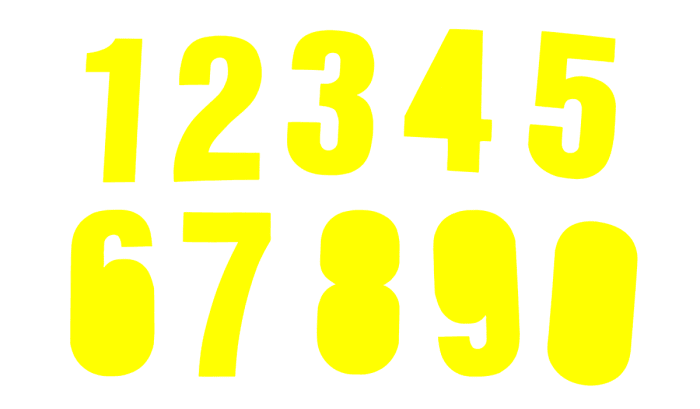Chiffres autocollants, RS PRO, 75mm, Jaune, 30 unités