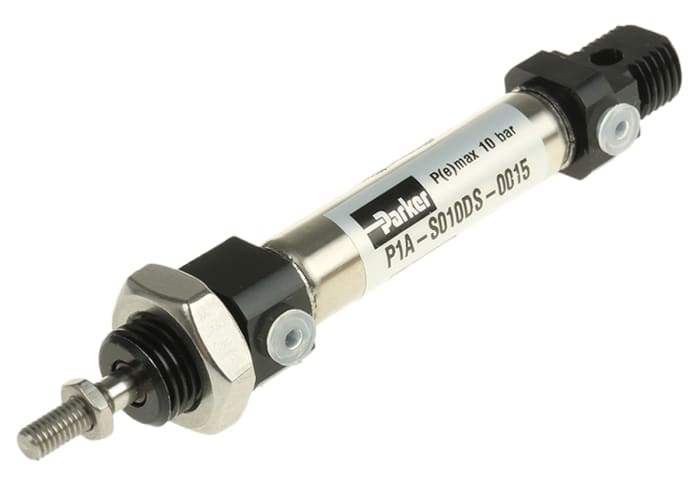 Parker Pneumatic Piston Rod Cylinder - 10mm Bore, 15mm Stroke, P1A Series, Double Acting