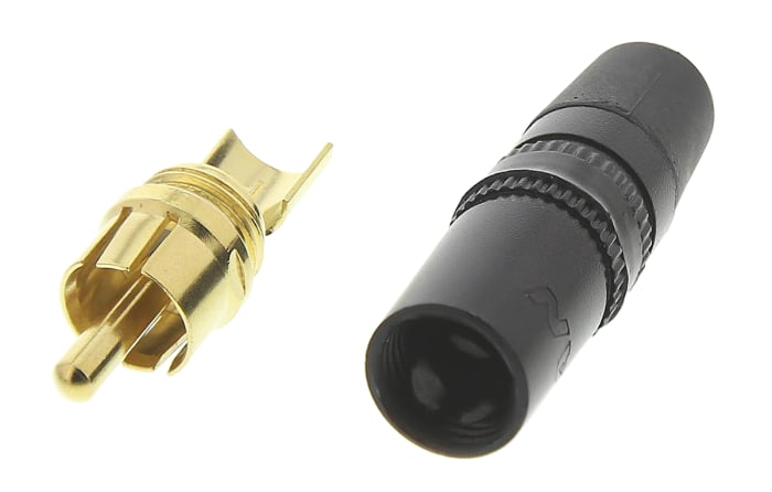 Neutrik Black RCA Plug, Gold, 1A
