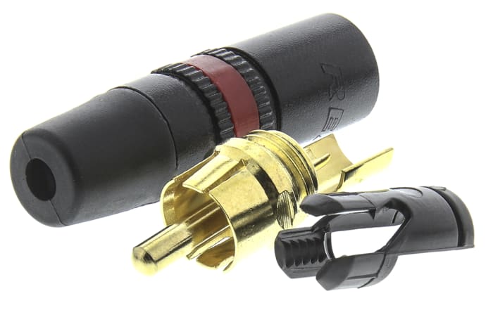 Neutrik Black, Red RCA Plug, Gold, 1A