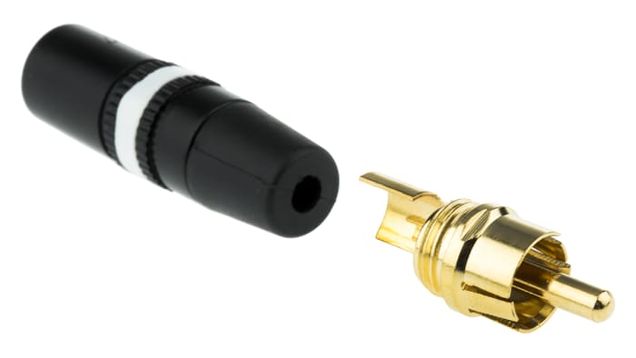REAN Products Black, White RCA Plug, Gold, 1A