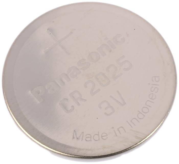 Panasonic CR2025 Button Battery, 3V, 20mm Diameter