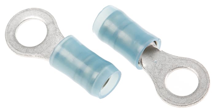 TE Connectivity, PIDG Insulated Ring Terminal, M4.5 Stud Size, 1mm² to 2.6mm² Wire Size, Blue