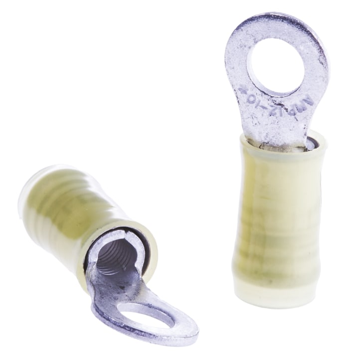 TE Connectivity, PIDG Insulated Ring Terminal, M5 Stud Size 12 AWG 10 AWG Wire Size, Yellow