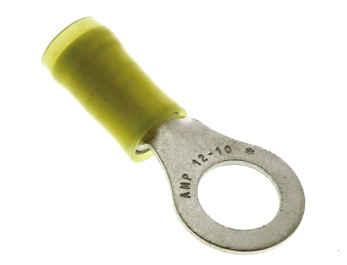 TE Connectivity, PIDG Insulated Ring Terminal, M8 Stud Size, 2.6mm² to 6.6mm² Wire Size, Yellow