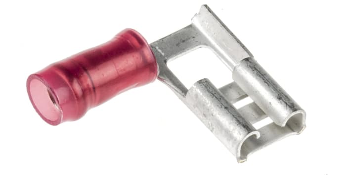 TE Connectivity PIDG FASTON .250 Red Insulated Female Spade Connector, Flag Terminal, 6.35 x 0.81mm Tab Size, 0.3mm² to