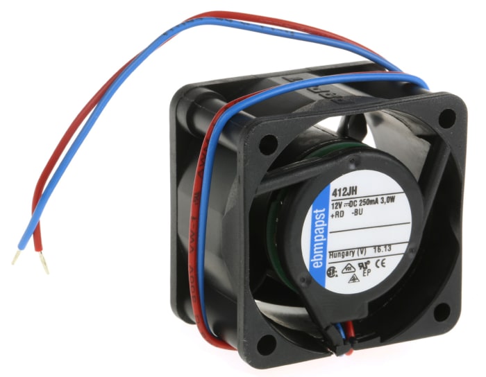 ebm-papst 400 Series Axial Fan, 12 V dc, DC Operation, 22m³/h, 3W, 250mA Max, 40 x 40 x 25mm