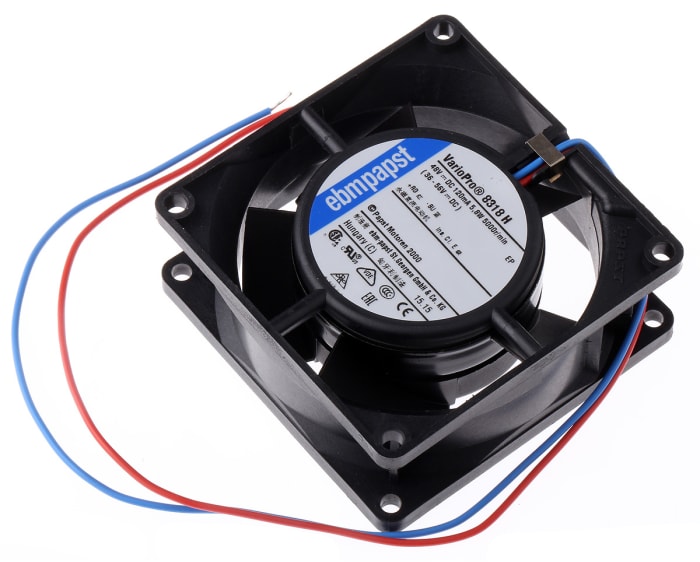 ebm-papst 8300 Series Axial Fan, 48 V dc, DC Operation, 80m³/h, 5.8W, 120mA Max, 80 x 80 x 32mm