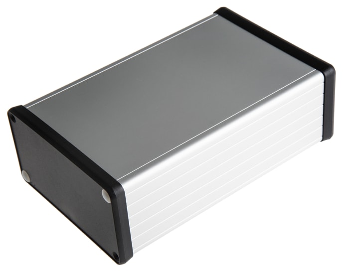 Hammond 1455 Series Silver Aluminium Enclosure, IP54, Black Lid, 160 x 103 x 53mm