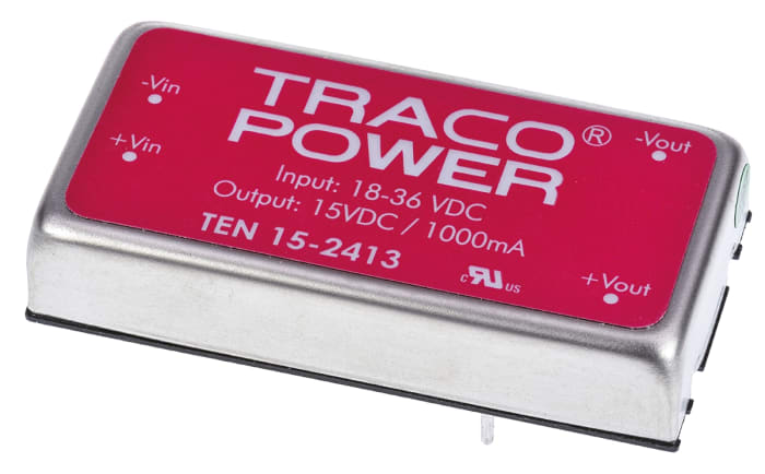Convertidor dc-dc 15W, Salida 15V dc, 1A, ±0.5%