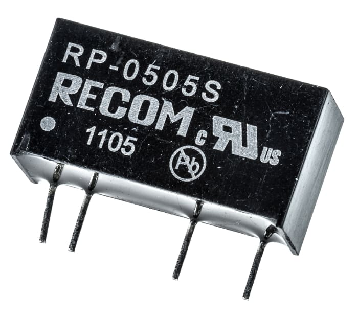 Recom RP DC-DC Converter, 5V dc/ 200mA Output, 4.5 → 5.5 V dc Input, 1W, Through Hole, +85°C Max Temp -40°C Min