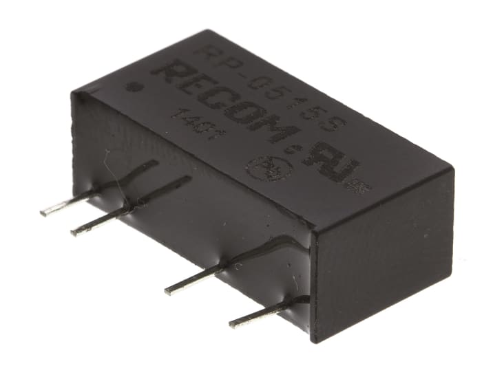 Recom RP DC-DC Converter, 15V dc/ 66mA Output, 4.5 → 5.5 V dc Input, 1W, Through Hole, +85°C Max Temp -40°C Min
