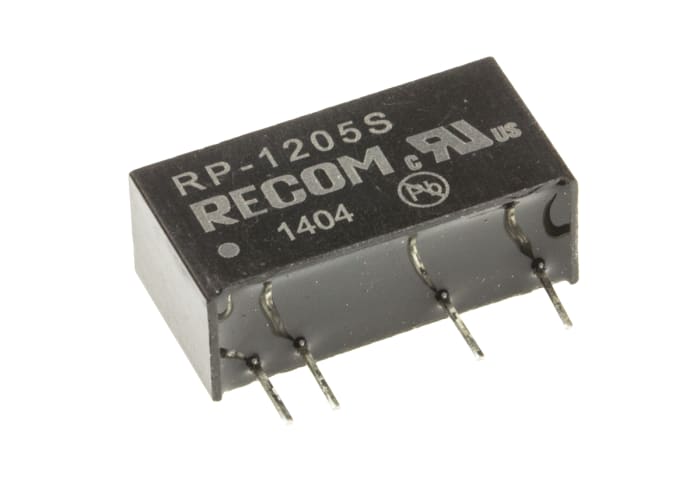 Recom RP DC-DC Converter, 5V dc/ 200mA Output, 10.8 → 13.2 V dc Input, 1W, Through Hole, +85°C Max Temp -40°C