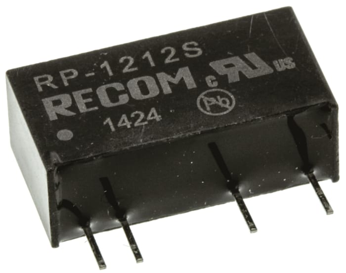 Recom İzoleli DC-DC Dönüştürücüsü, 10,8 → 13,2 V dc / 12V dc, 1W, G/Ç İzolasyonu: 2.6kV ac