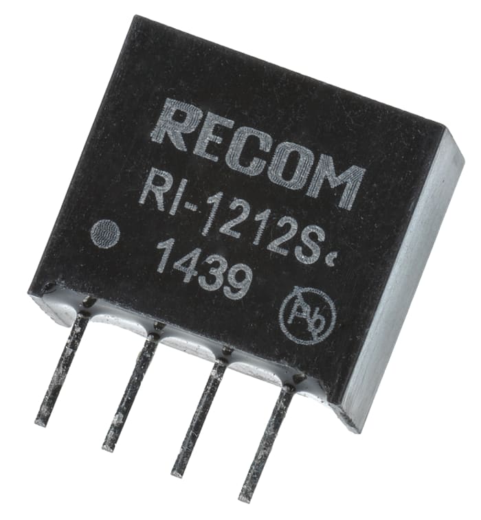 Recom RI DC-DC Converter, 12V dc/ 167mA Output, 10.8 → 13.2 V dc Input, 2W, Through Hole, +85°C Max Temp -40°C
