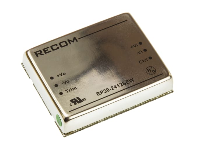 Recom RP30-EW DC-DC Converter, 12V dc/ 2.5A Output, 10 → 40 V dc Input, 30W, Through Hole, +85°C Max Temp -40°C
