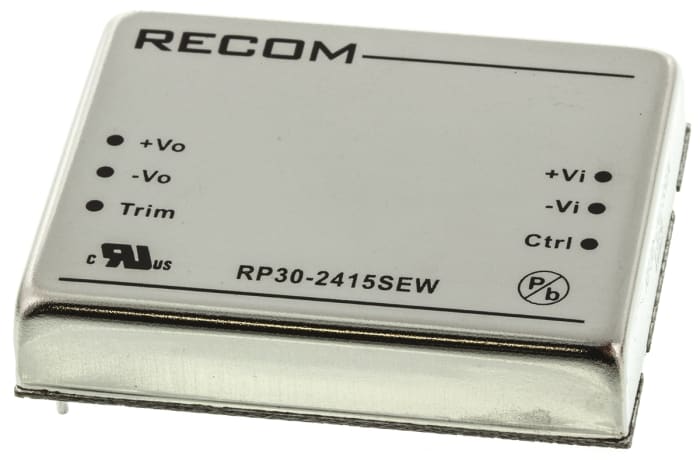 Recom RP30-EW DC-DC Converter, 15V dc/ 2A Output, 10 → 40 V dc Input, 30W, Through Hole, +85°C Max Temp -40°C