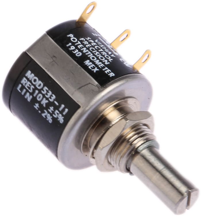 Vishay 533 10kΩ Rotary Potentiometer 3-Turns 1-Gang Panel Mount, 533B1103JL